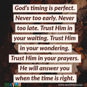 GOD’S TIMING IS PERFECT.TRUST HIM IN YOUR WAITING.. - newlife4you